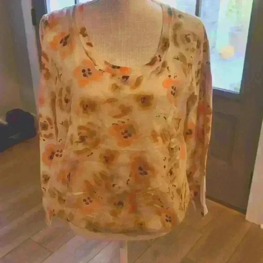 J Jill Floral Top with Silk Overlay on Front